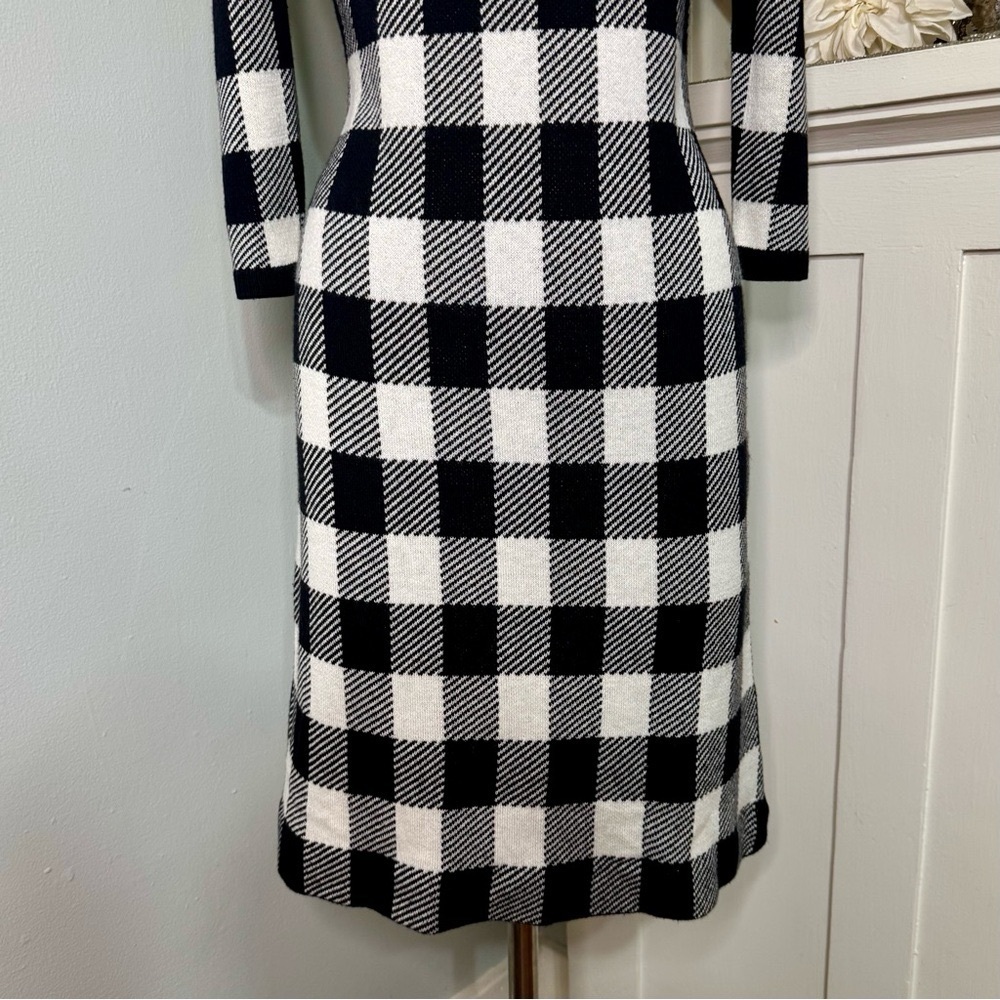 Talbots Cashmere Blend Buffalo Plaid Sweater Dress Black White Size P XS - Picture 4 of 12